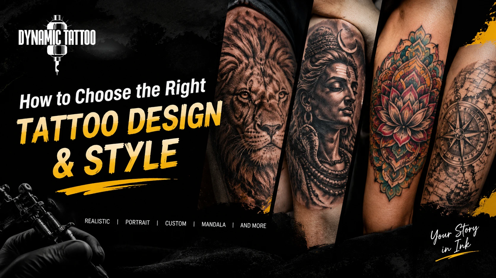How to choose the right tattoo design and style in Goa - realistic, portrait, mandala and traditional tattoo examples, Dynamic Tattoo Studio